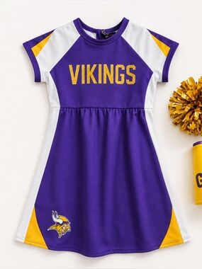 Minnesota Vikings Girls Cheer Dress Purple White Gold Size 6
